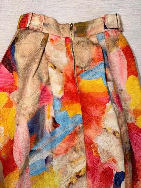 H&M Multicolor Abstract A-Line Skirt in Coral, Yellow & Blue - Picture 6 of 10